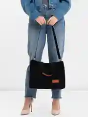 Черный вельветовая сумка тоут