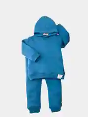 Синий детский спортивный костюм на флисе с начёсом (худи и штаны)