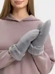 Серый варежки замшевые