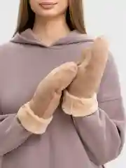 Карамельный варежки замшевые