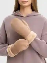 Карамельный варежки замшевые