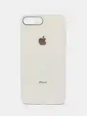 Белый чехол силиконовый со стеклянной панелью для iPhone 7 Plus / iPhone 8 Plus