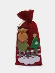 Красный подарочный новогодний чехол-мешок для бутылки вина