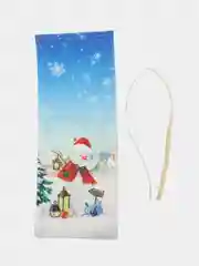 Лазурный подарочный новогодний чехол-мешок для бутылки вина