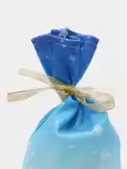 Лазурный подарочный новогодний чехол-мешок для бутылки вина