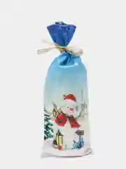 Лазурный подарочный новогодний чехол-мешок для бутылки вина
