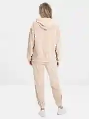 Бежевый бархатный, женский костюм, велюровый, oversize комплект: кофта худи, штаны джоггеры