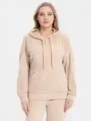 Бежевый бархатный, женский костюм, велюровый, oversize комплект: кофта худи, штаны джоггеры