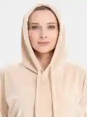 Бежевый бархатный, женский костюм, велюровый, oversize комплект: кофта худи, штаны джоггеры