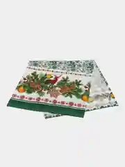 Тёмно-зелёный полотенце кухонное из рогожки "Новый год"
