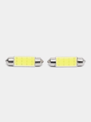 Автолампа диод T11(C5W) 12V 6W 1 COB диод 1-конт 39 мм, белая, SKYWAY салон, номер