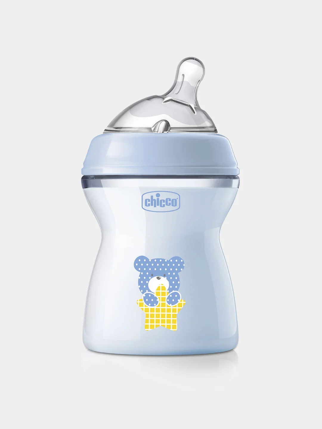 CHICCO Бутылочка Natural Feeling,2мес.+,сил.соска с флексорами,250мл., голубаяNEW