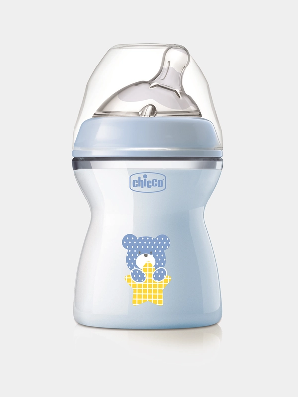 CHICCO Бутылочка Natural Feeling,2мес.+,сил.соска с флексорами,250мл., голубаяNEW