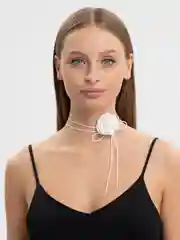 Белый колье на шею с цветком, украшение на шею, чокер с цветком