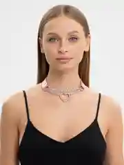 Розовый кожаный чокер "Сердце"