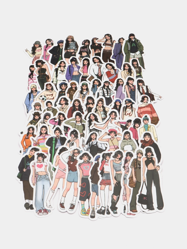 Наклейки стикеры K-pop девушки, 65 штук