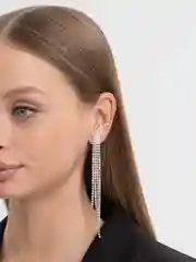 Серебряный серьги длинные, сережки висячие со стразами
