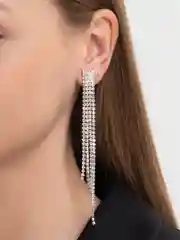 Серебряный серьги длинные, сережки висячие со стразами