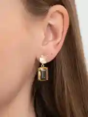 Серьги классические со вставками из желтого стекла