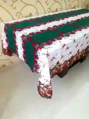Скатерть с НОВОГОДНИМ рисунком для праздничного и кухонного столов Тканевая,Размер 150/220