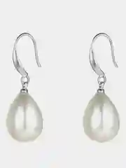 Серебряный серьги с жемчугом, сережки длинные капельки с застежкой петля, жемчужные сережки