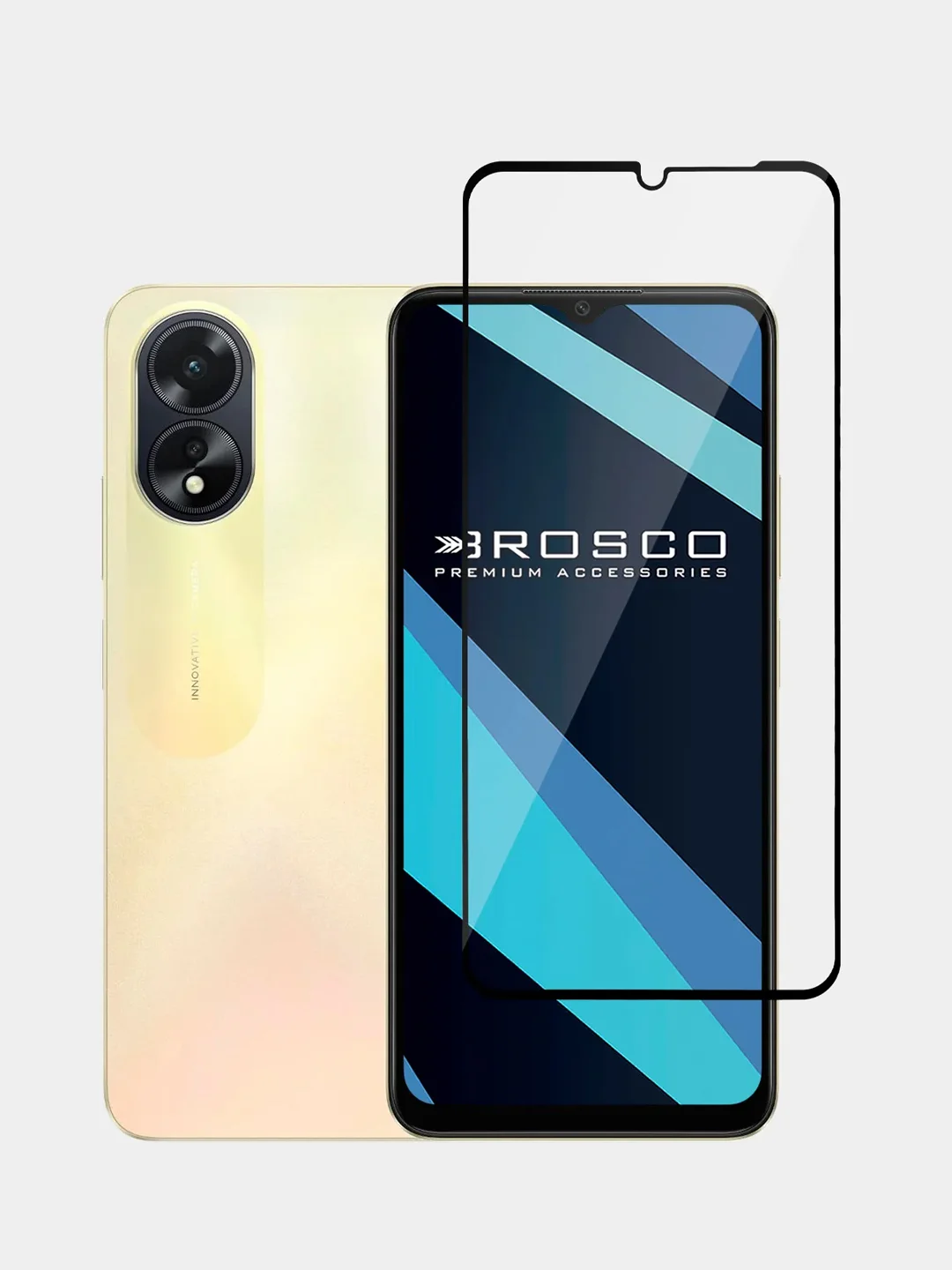 Прозрачный 1-2 шт стекло для Oppo A38, A18 защитное ROSCO прозрачное с олеофобным покрытием и рамкой