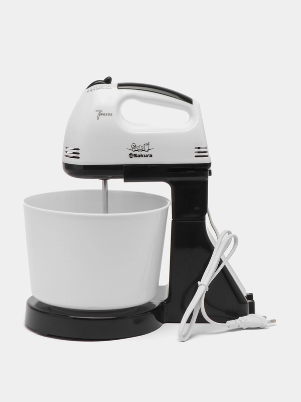 Миксер Sakura SA-6313CBK, с чашей, 250 Вт, 7 скоростей