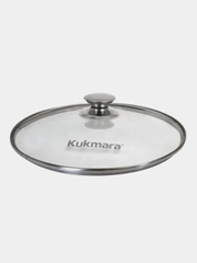 Крышка стеклянная KUKMARA с ободом и ручкой из нержавеющей стали, деколь серая, 260 мм