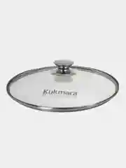 Крышка стеклянная KUKMARA с ободом и ручкой из нержавеющей стали, деколь серая, 260 мм