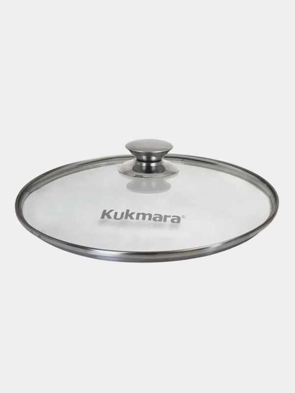 Крышка стеклянная KUKMARA с ободом и ручкой из нержавеющей стали, деколь серая, 260 мм