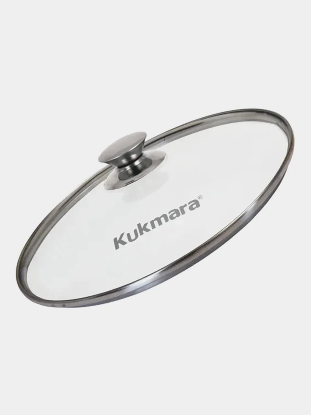 Крышка стеклянная KUKMARA с ободом и ручкой из нержавеющей стали, деколь серая, 240 мм