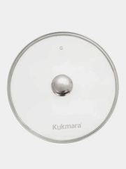 Крышка стеклянная KUKMARA с ободом и ручкой из нержавеющей стали, деколь серая, 300 мм