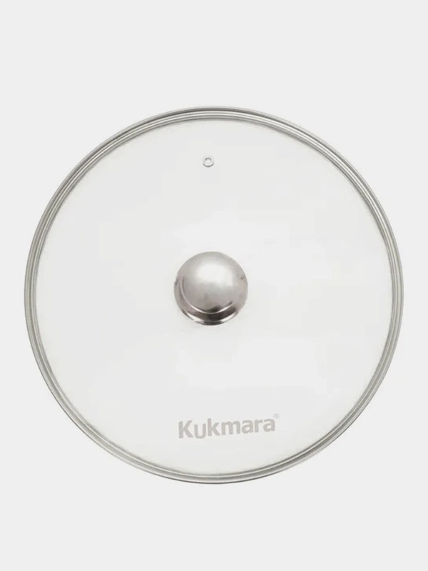 Крышка стеклянная KUKMARA с ободом и ручкой из нержавеющей стали, деколь серая, 300 мм