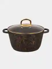 Кастрюля KUKMARA АП линия Грация, черный/золото, со стеклянной крышкой, 3,5 л