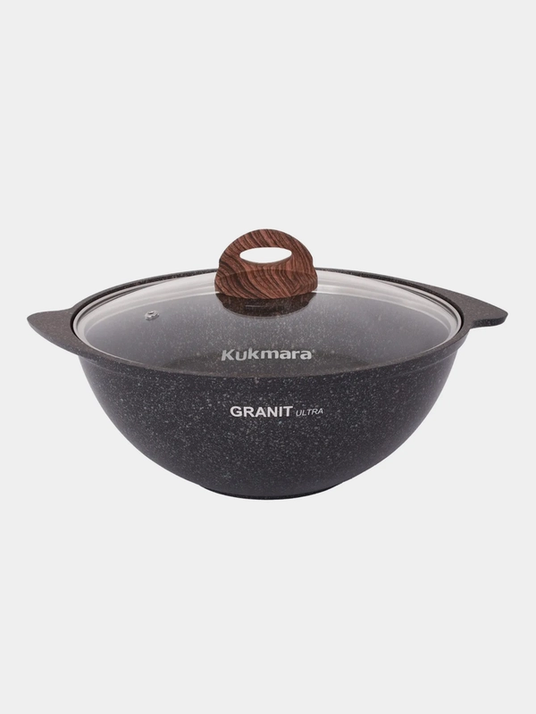 Казан для плова KUKMARA АП линия Granit ultra original, со стеклянной крышкой, 3,5 л