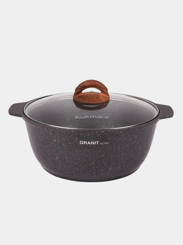 Кастрюля жаровня KUKMARA АП линия Granit ultra original, со стеклянной крышкой, 5 л