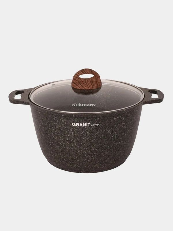 Кастрюля KUKMARA АП линия Granit ultra original, со стеклянной крышкой, 8 л
