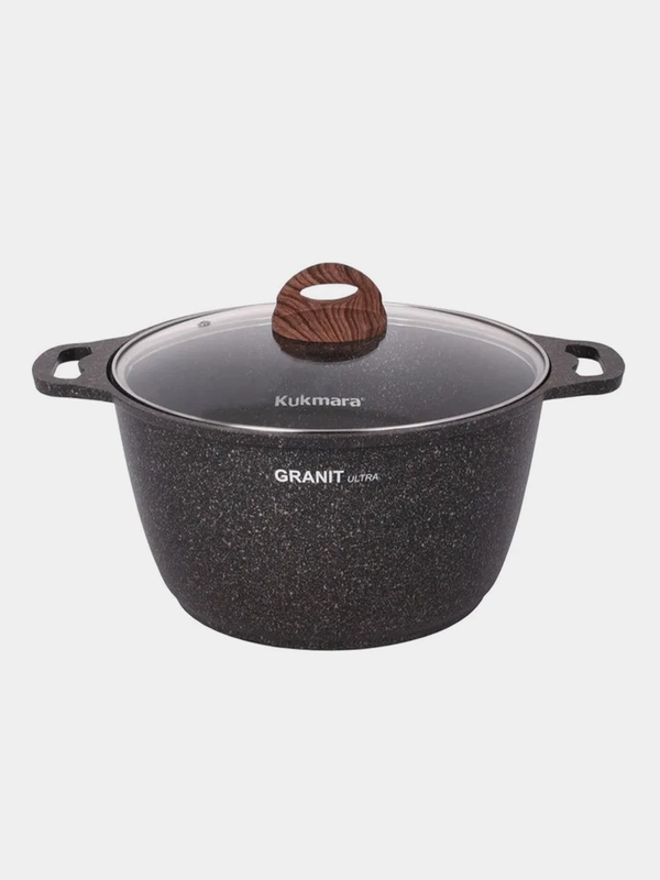 Кастрюля KUKMARA АП линия Granit ultra origina, со стеклянной крышкой, 6 л