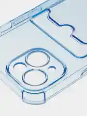 Синий чехол для iPhone 15 противоударный силиконовый ROSCO с карманом для карт усиленными углами