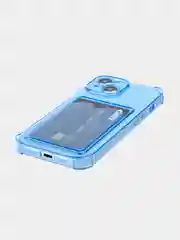 Синий чехол для iPhone 15 противоударный силиконовый ROSCO с карманом для карт усиленными углами
