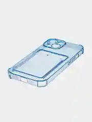 Синий чехол для iPhone 15 противоударный силиконовый ROSCO с карманом для карт усиленными углами