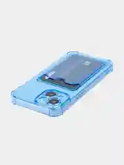 Синий чехол для iPhone 15 противоударный силиконовый ROSCO с карманом для карт усиленными углами