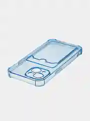 Синий чехол для iPhone 15 противоударный силиконовый ROSCO с карманом для карт усиленными углами