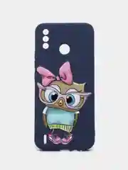 Синий чехол силиконовый с принтом и защитой камеры для Tecno Spark 6 Go