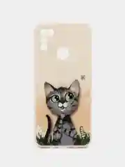 Коричневый чехол силиконовый с принтом и защитой камеры для Infinix Hot 10 Play / Infinix Hot 11 Play