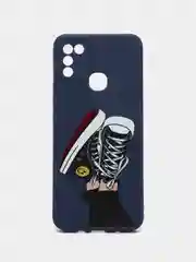 Темно-синий чехол силиконовый с принтом и защитой камеры для Infinix Hot 10 Play / Infinix Hot 11 Play
