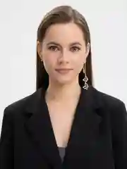 Золотой серьги женские ассиметричные, бабочки