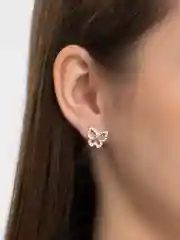 Золотой серьги женские ассиметричные, бабочки
