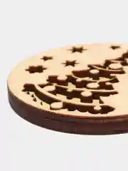 Лимонный новогодняя елочная игрушка деревянная "Двухслойный шар"
