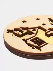 Лимонный новогодняя елочная игрушка деревянная "Двухслойный шар"